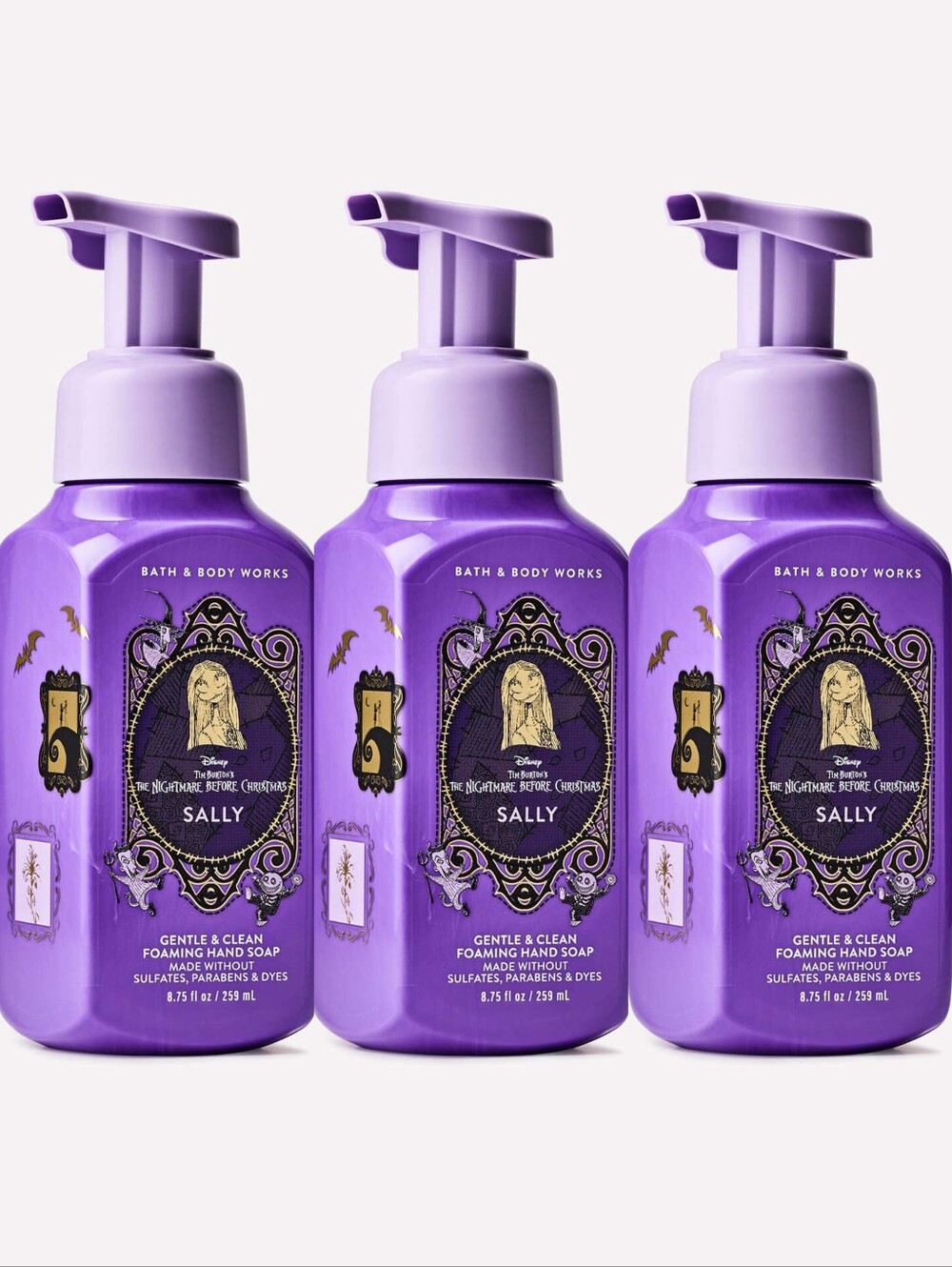 Bath Body Works Sally Nightmare Before Christmas Foaming Hand Soap Set of 3 NEW